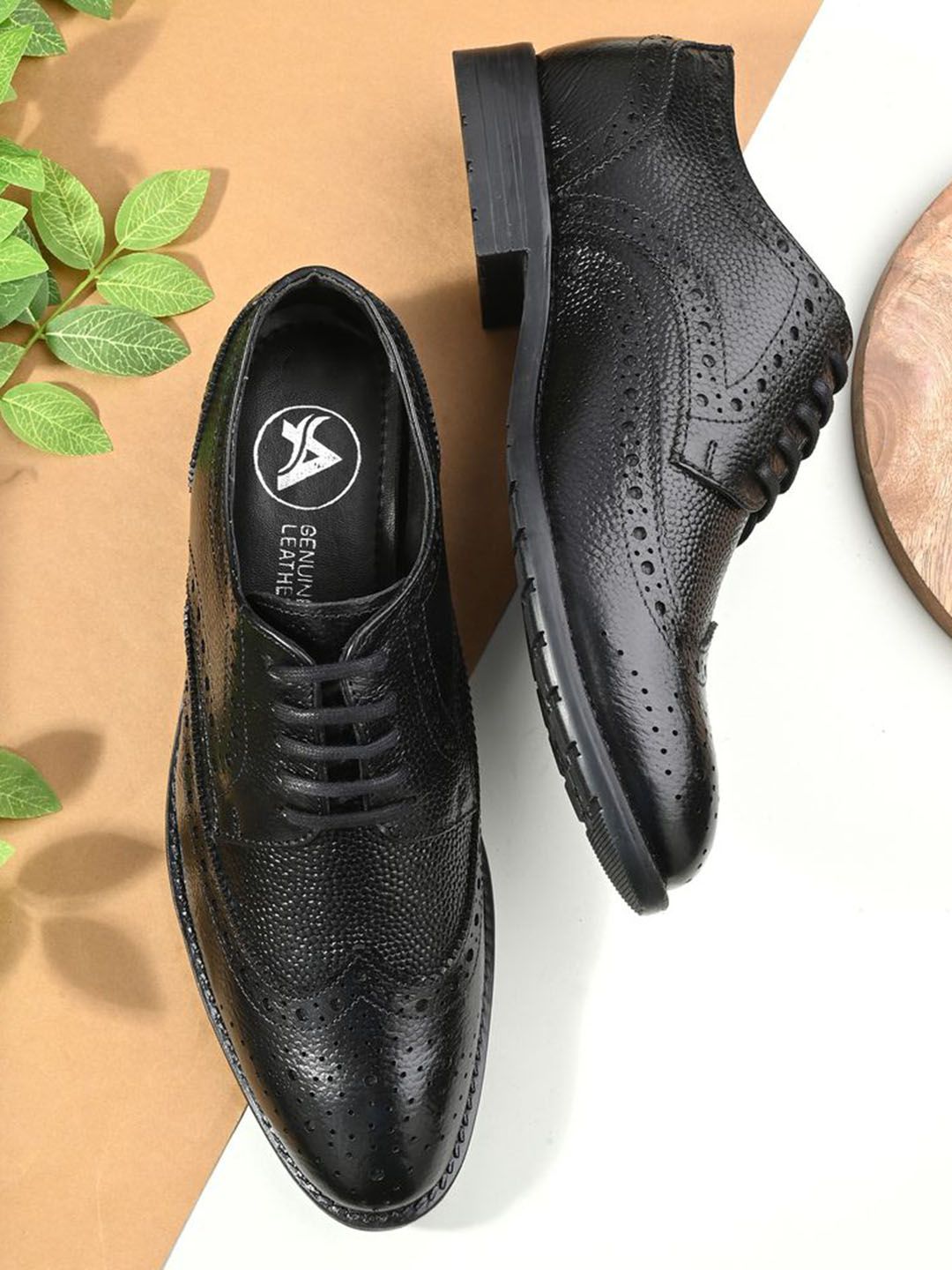 Auserio Men Leather Formal Brogues