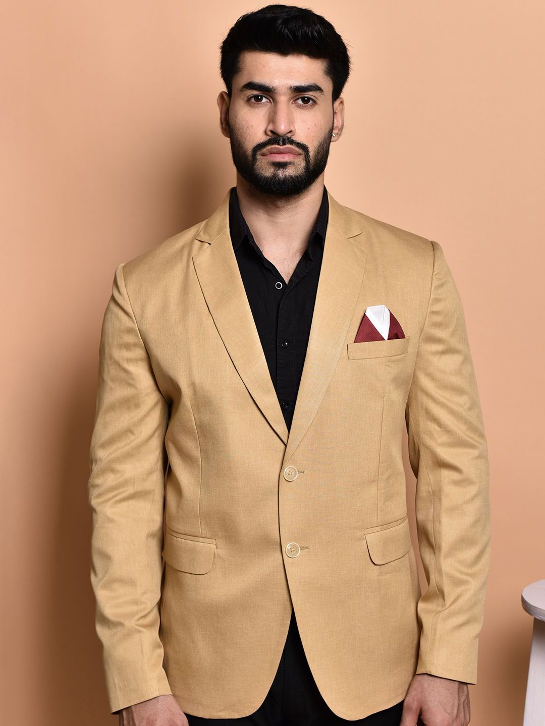 PRINTCULTR Notched Lapel Single-Breasted Blazer