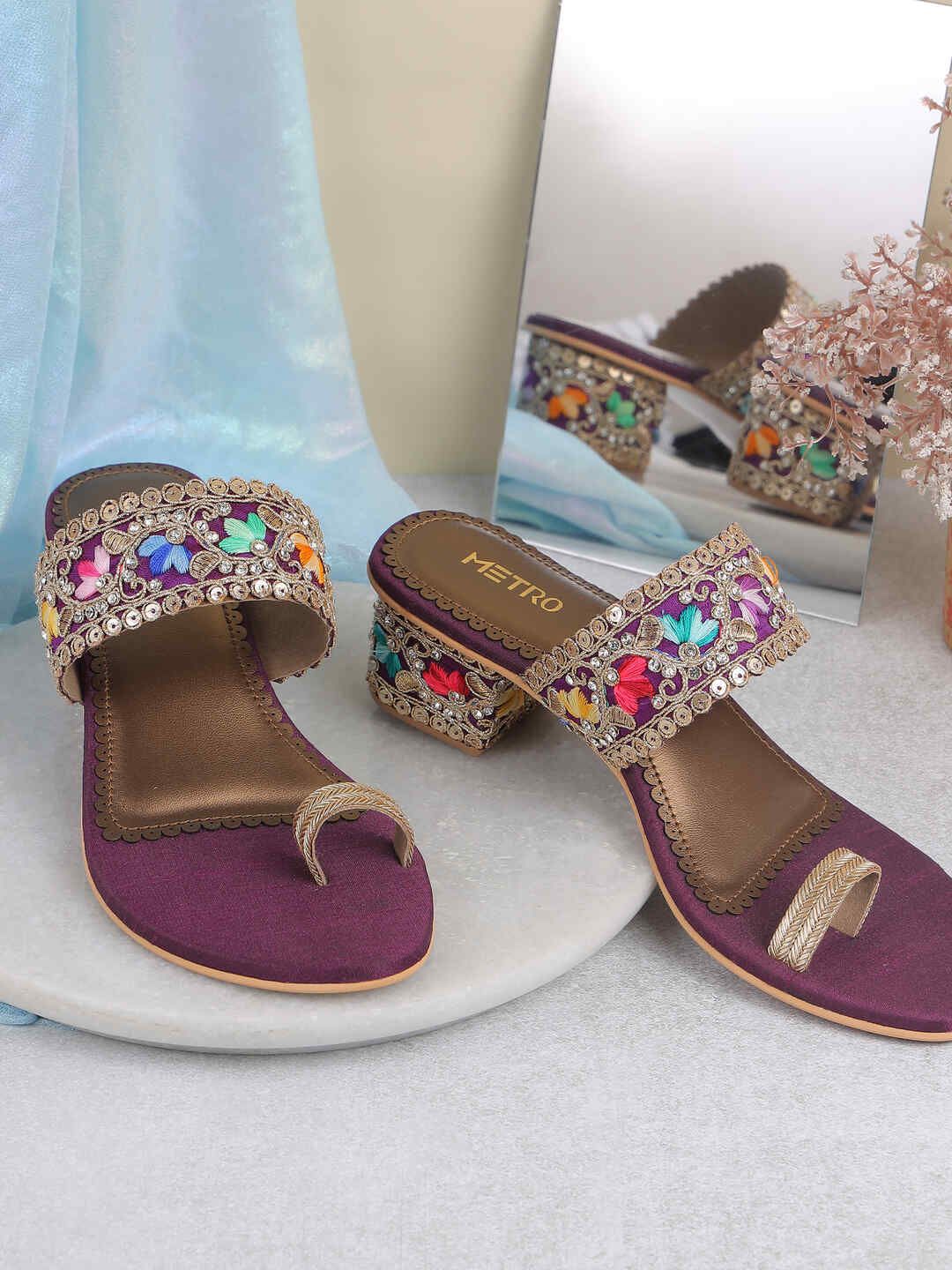 Metro Embellished Block Peep Toes