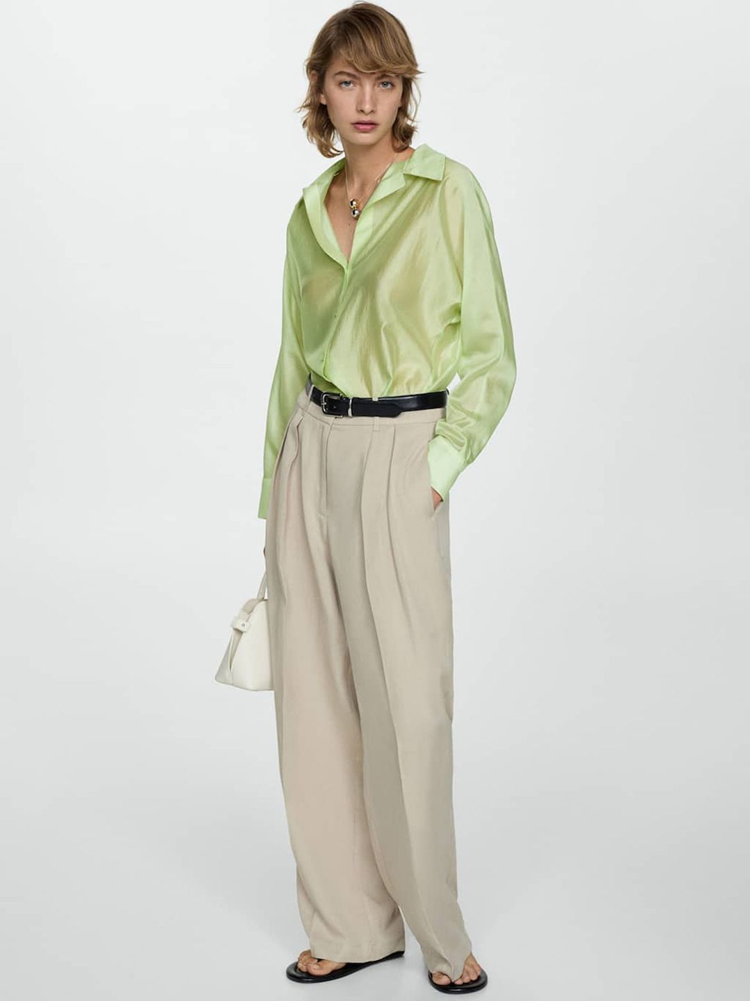 Satin-Finish Relaxed Fit Shirt