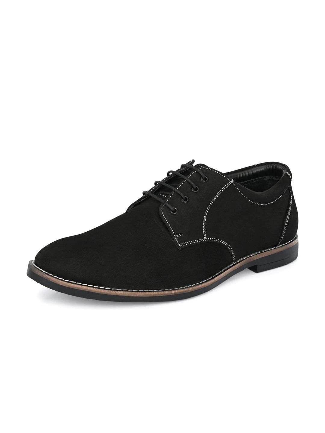 Auserio Men Round Toe Leather Formal Derbys