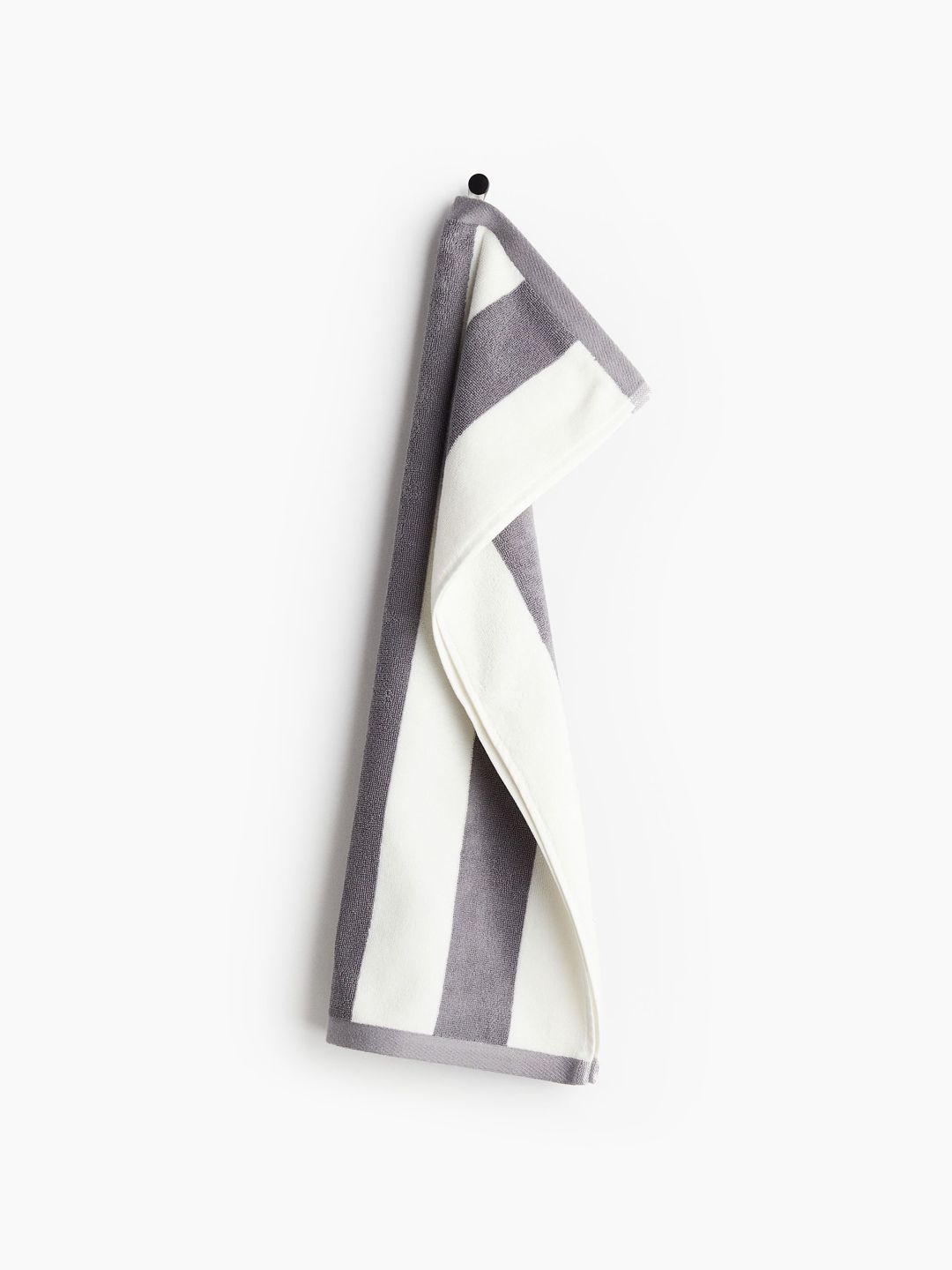 H&M Grey & White Striped Hand Towel