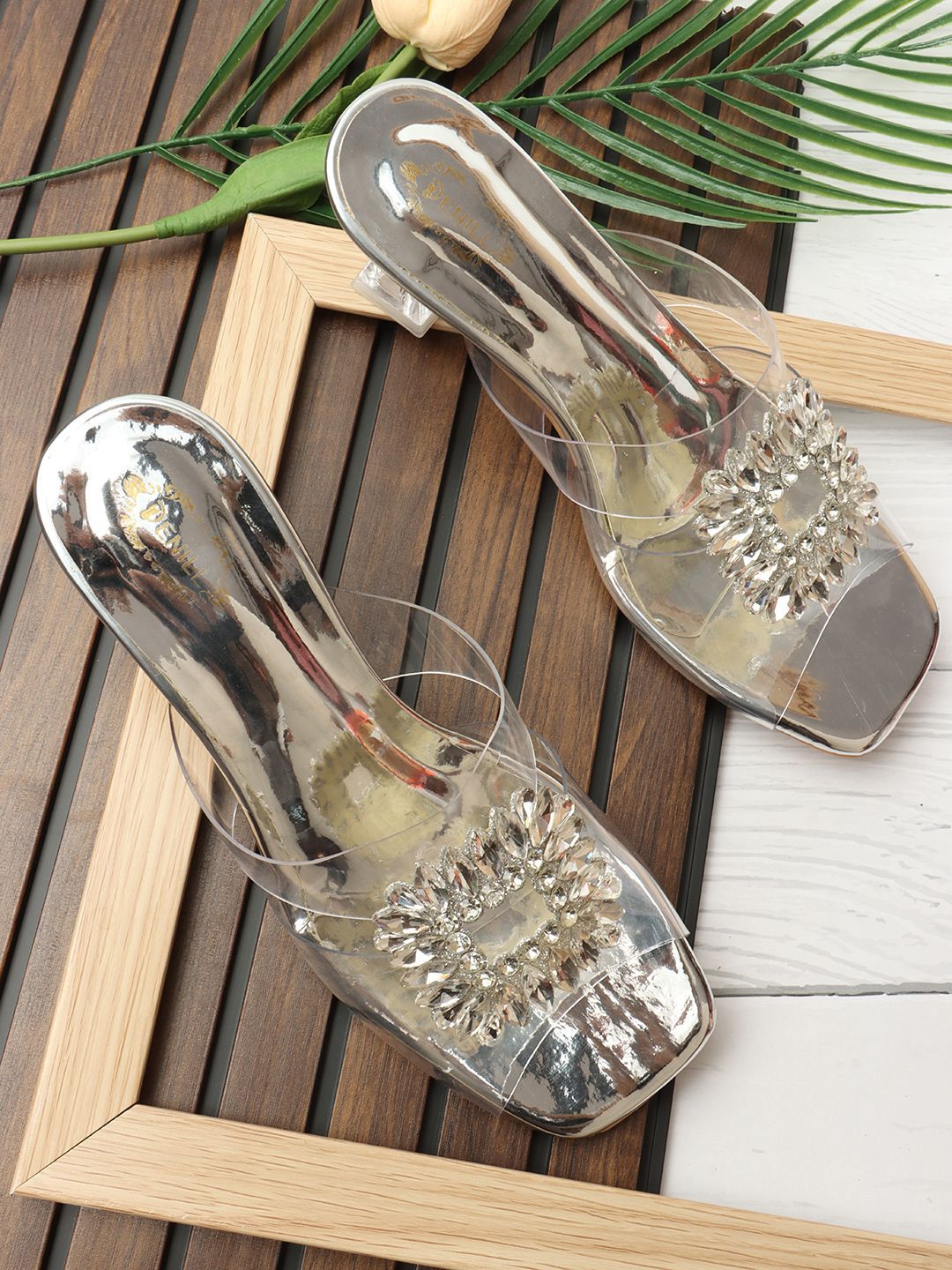 Denill Women Embellished Kitten Heels Sandals