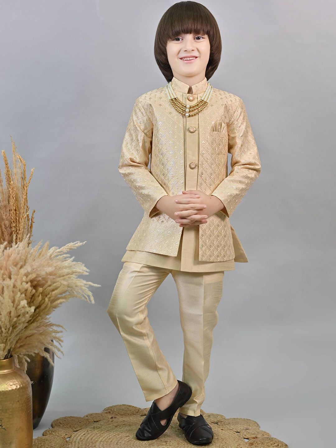 ahhaaaa Boys Embroidered Sherwani Set