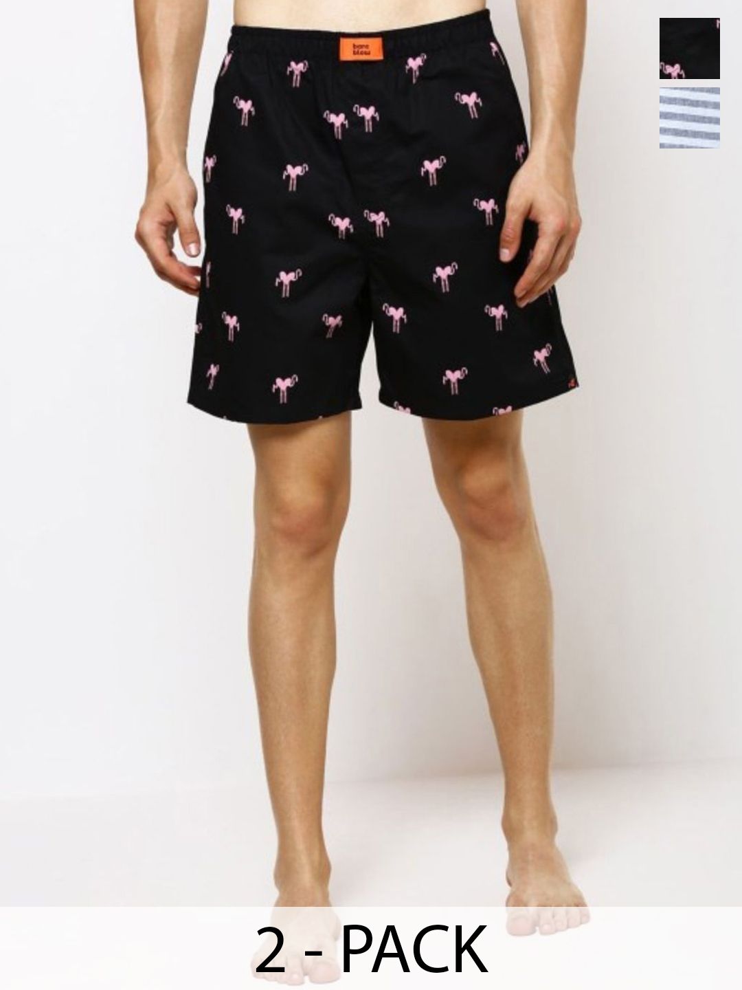 Bareblow Pack Of 2 Men Printed Cotton Boxers BBBX120147S