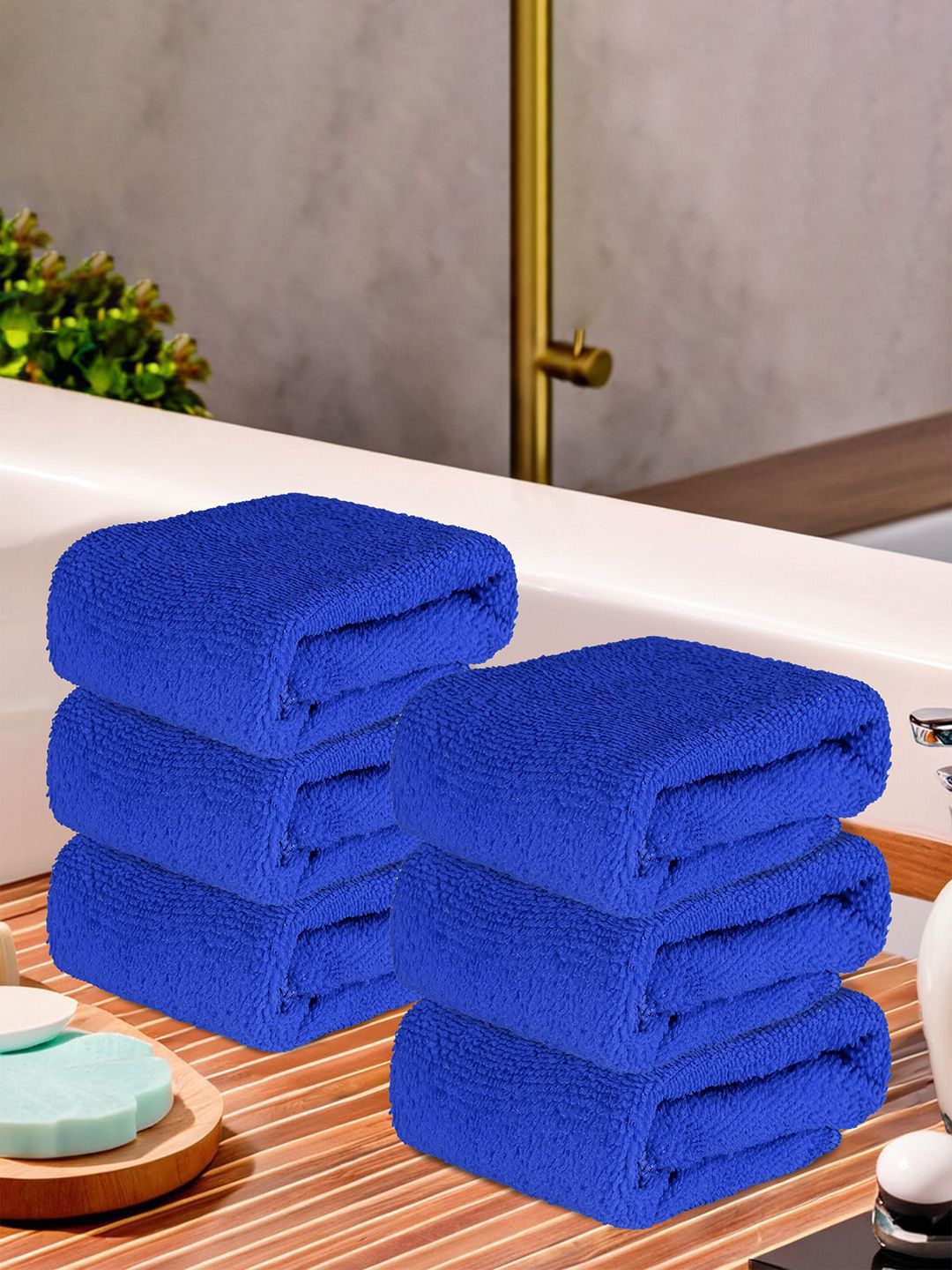 Kuber Industries Blue 6 Pieces Super Absorbent 250 GSM Microfibre Face Towels