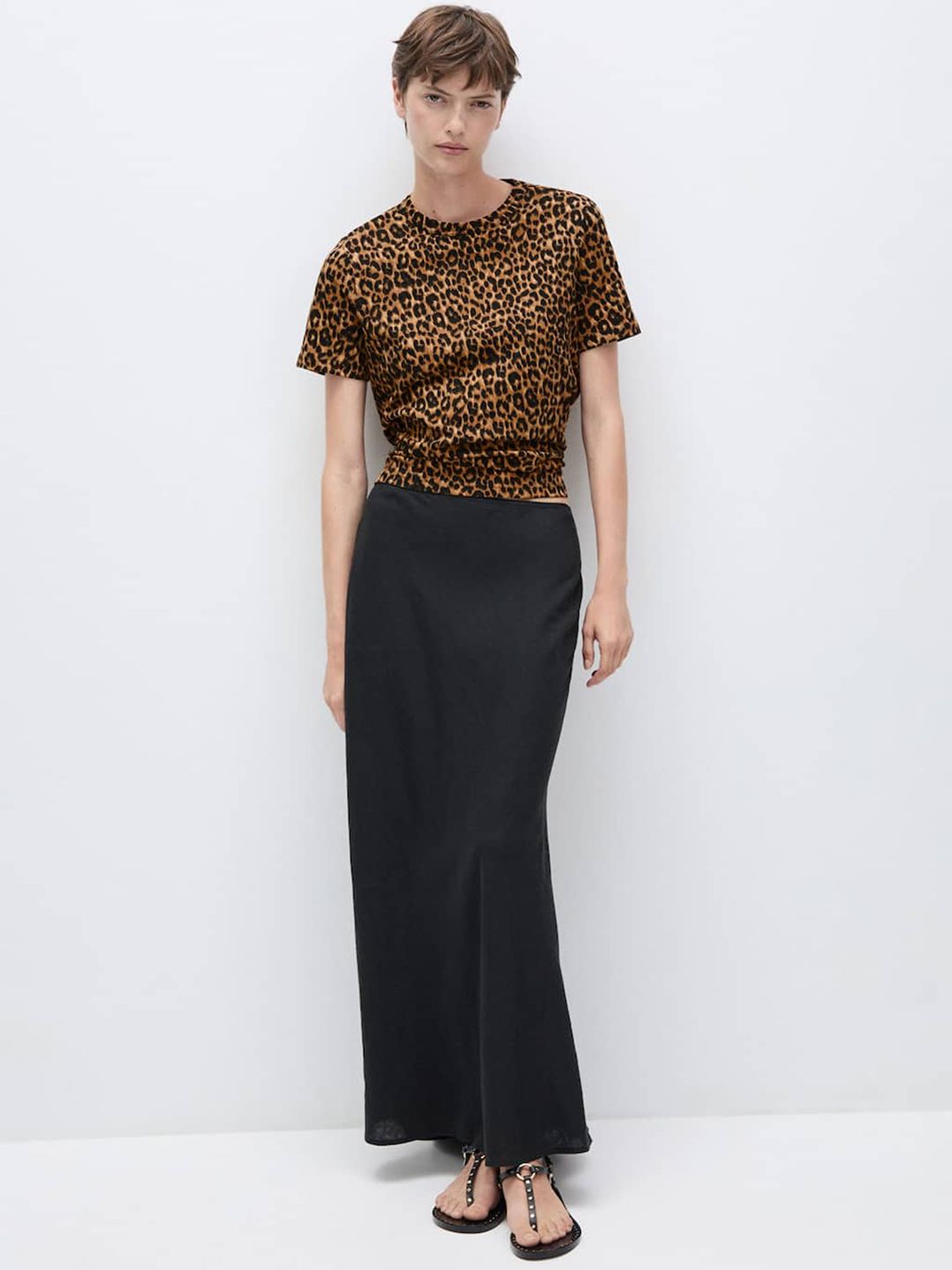 Leopard Print Pure Cotton Round Neck T-shirt