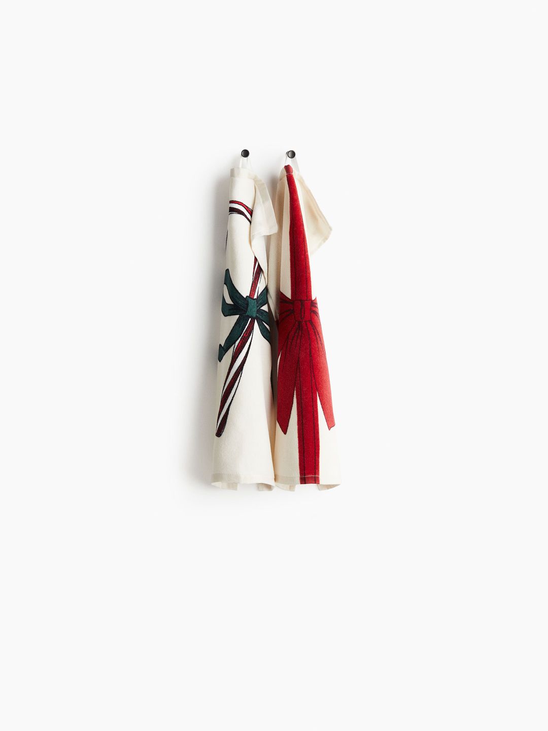 H&M White Pure Cotton Christmas Motif Guest Towel