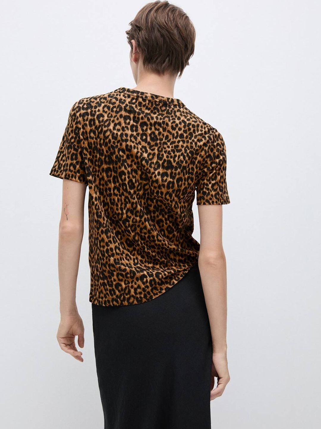 Leopard Print Pure Cotton Round Neck T-shirt