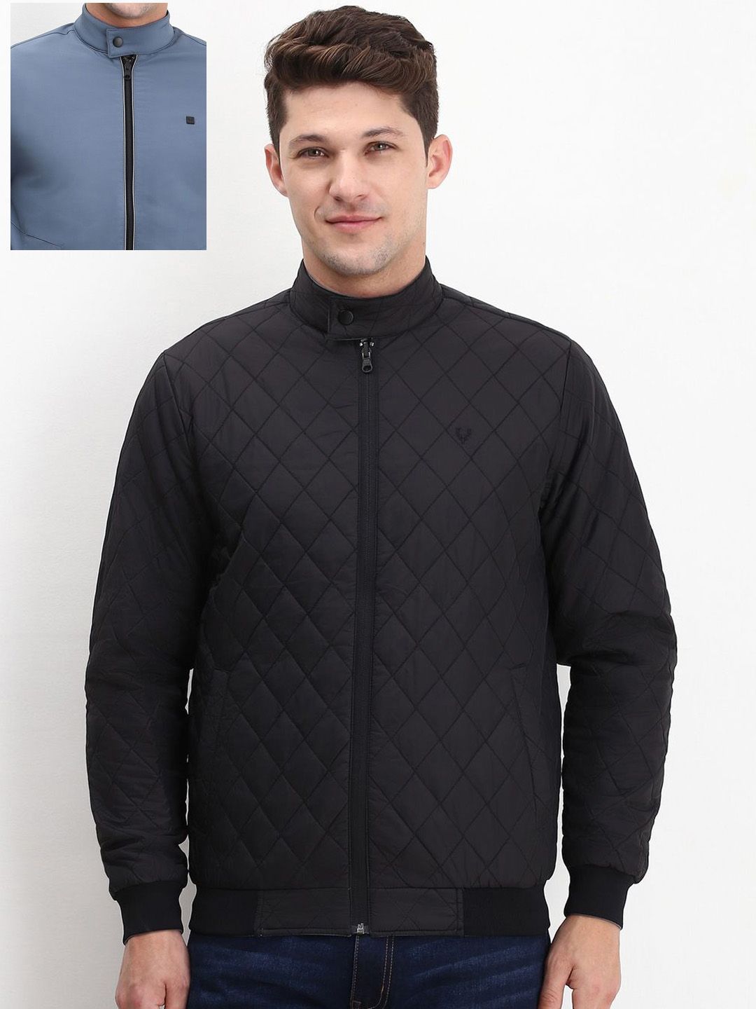Allen Solly Men Pack of 2 Reversible Mock Collar Bomber Jacket
