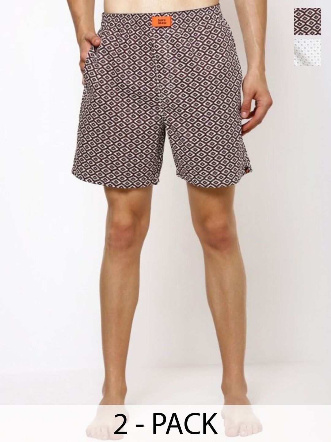 Bareblow Men Pack Of 2 Printed Cotton Boxers BBBX118119S