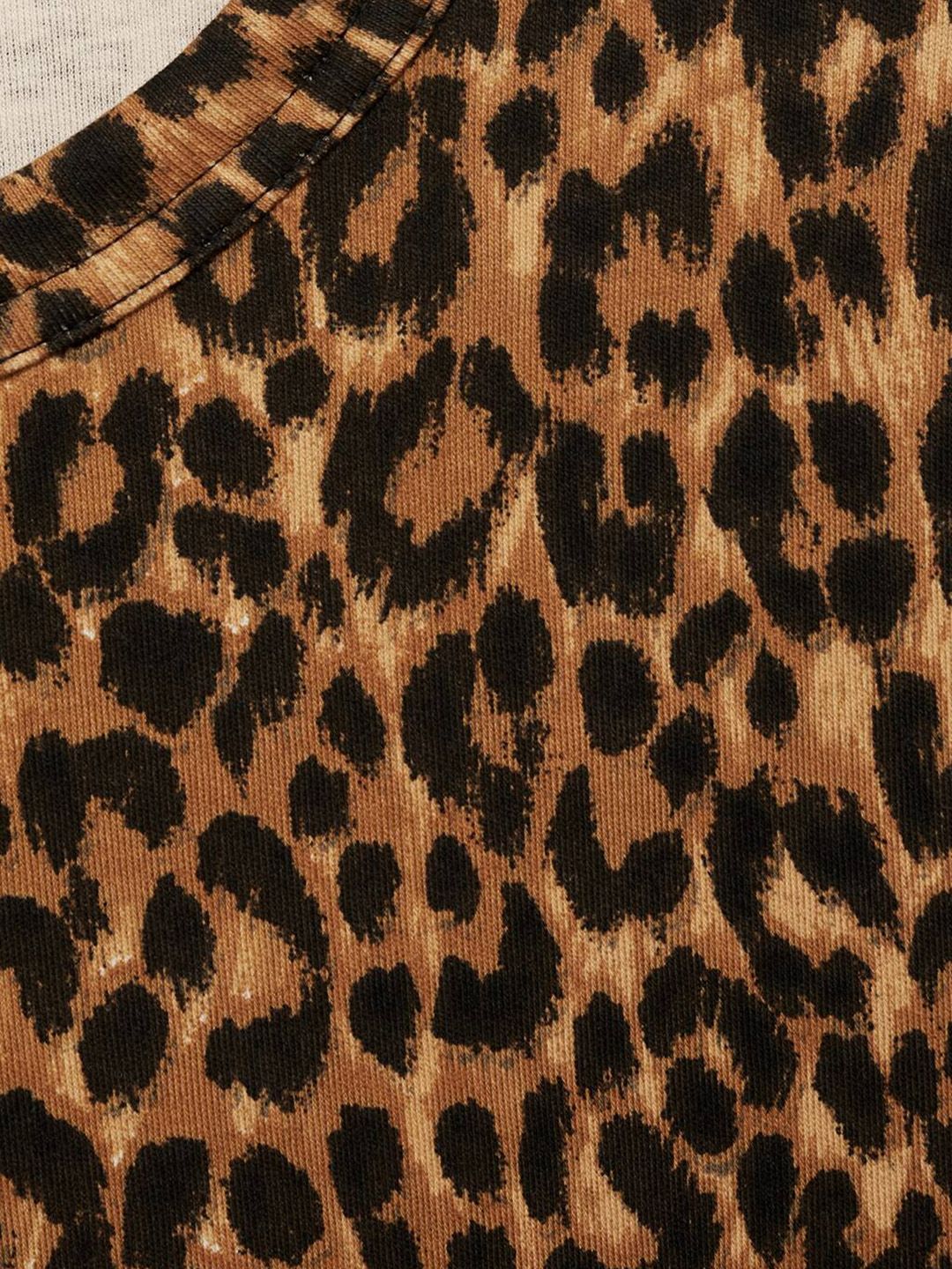 Leopard Print Pure Cotton Round Neck T-shirt