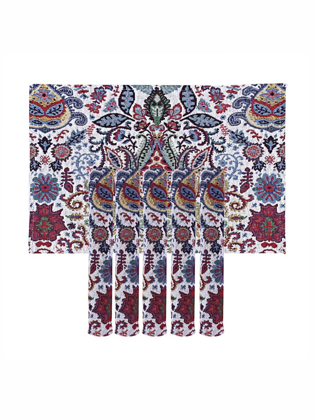 PRAKARTIK Set of 6 White & Blue Printed Heat Resistant Dining Table Mats