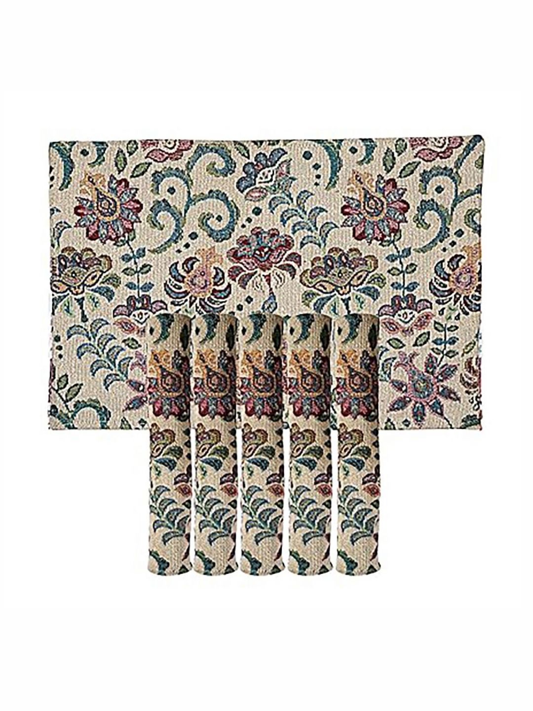 PRAKARTIK Set of 6 Beige & Green Floral Printed Dining Table Mats