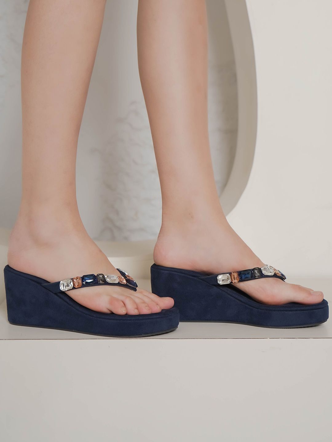 Shezone Women Embellished Wedge Heeled Sandals