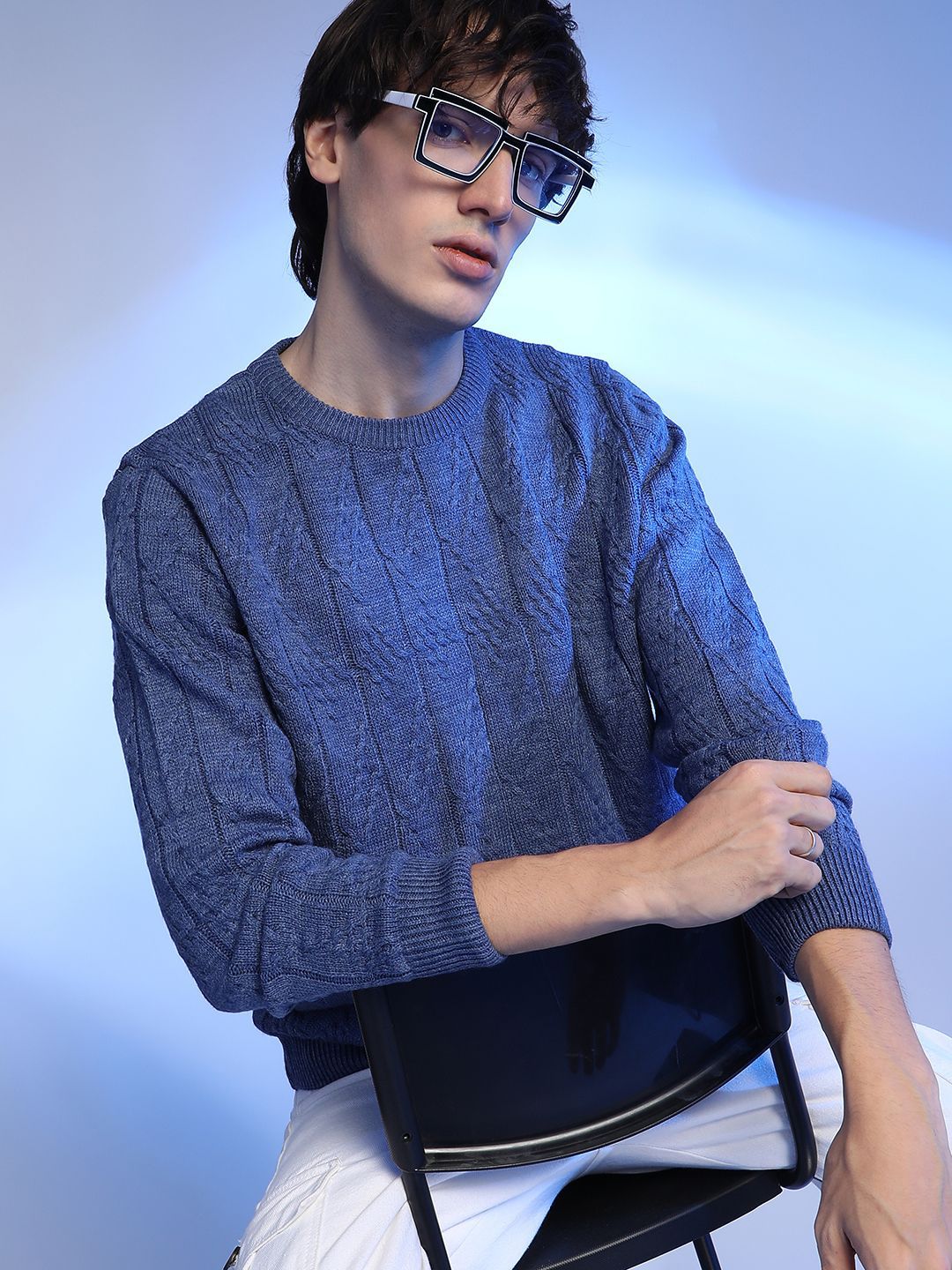 Campus Sutra Men Ribbed Pullover