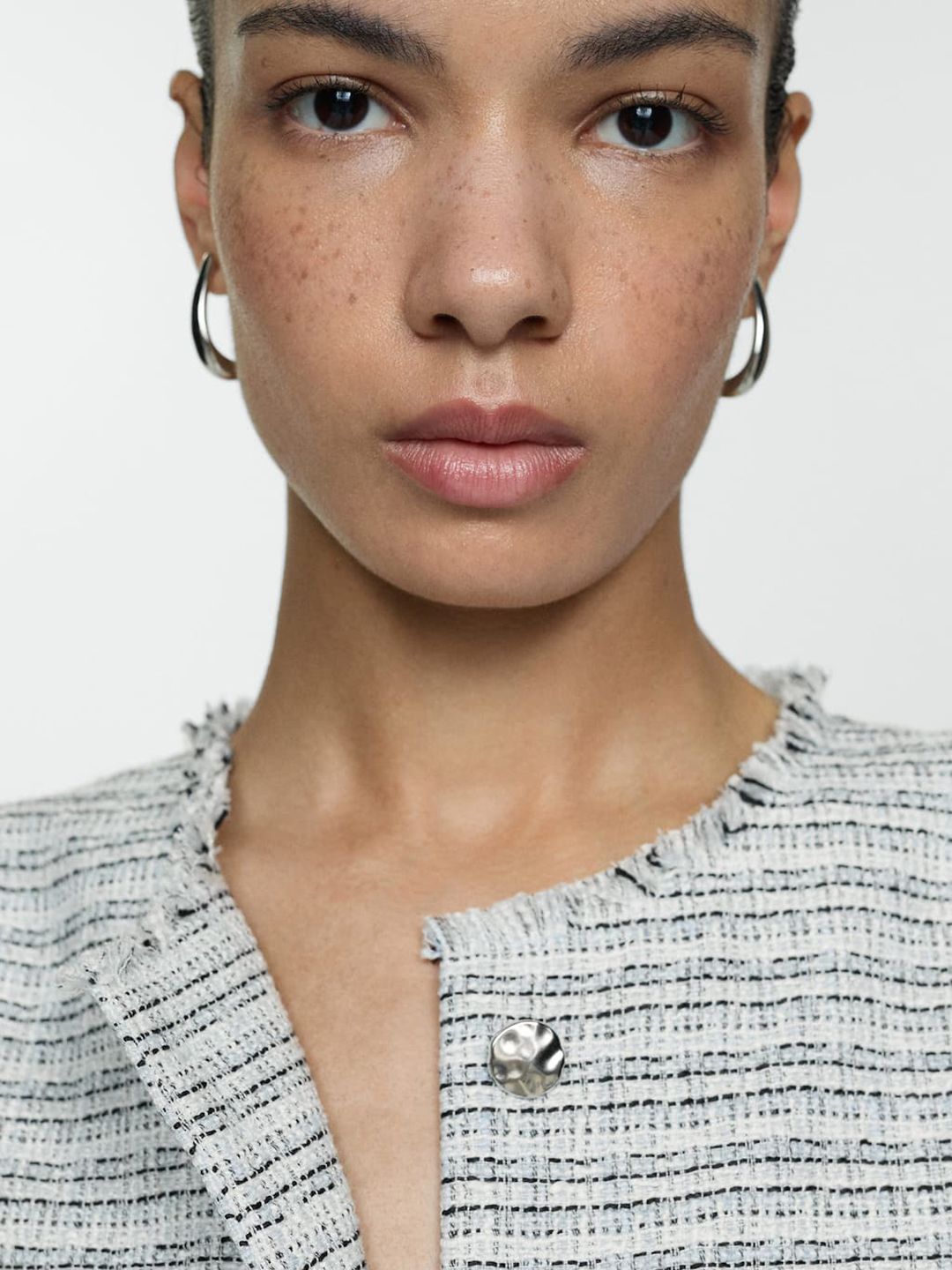 Checked Tweed Crop Top