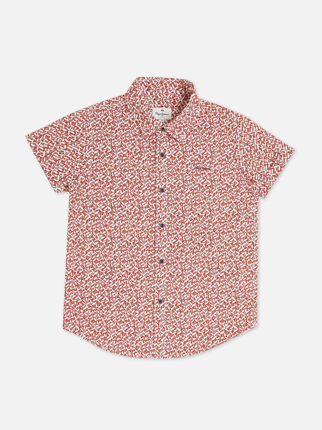 Pepe Jeans Boys Spread Collar Abstract Printed Cotton Casual Shirt