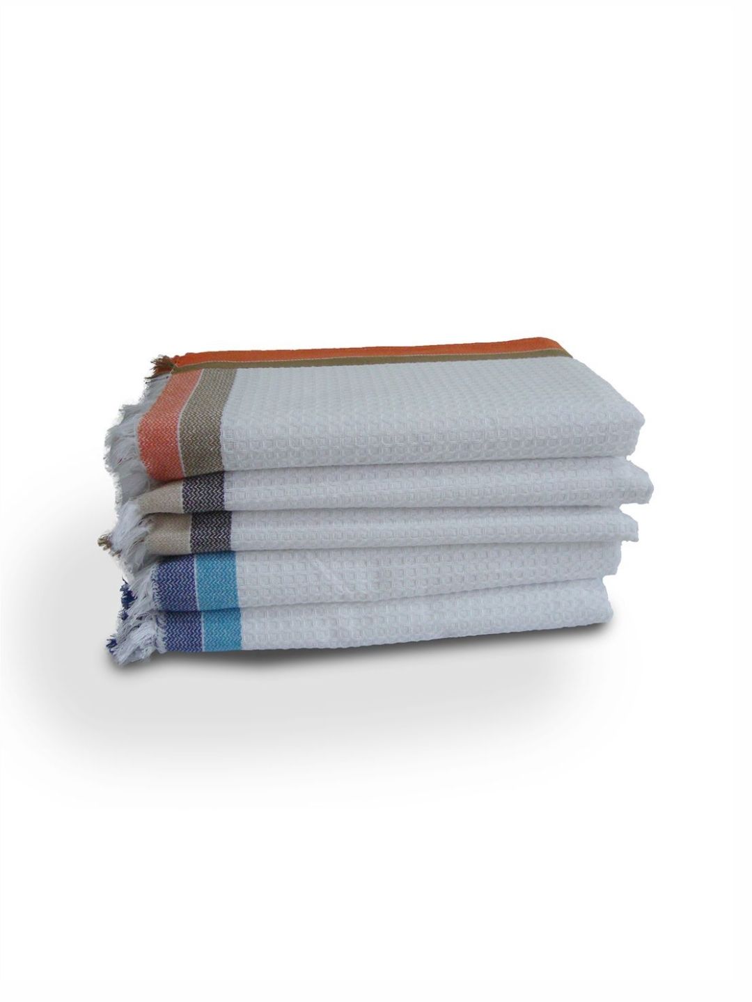 Aura Orange & White 5 Pieces Cotton 210 GSM Bath Towel