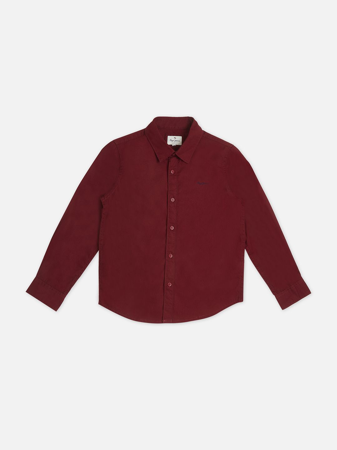 Pepe Jeans Boys Spread Collar Solid Cotton Casual Shirt