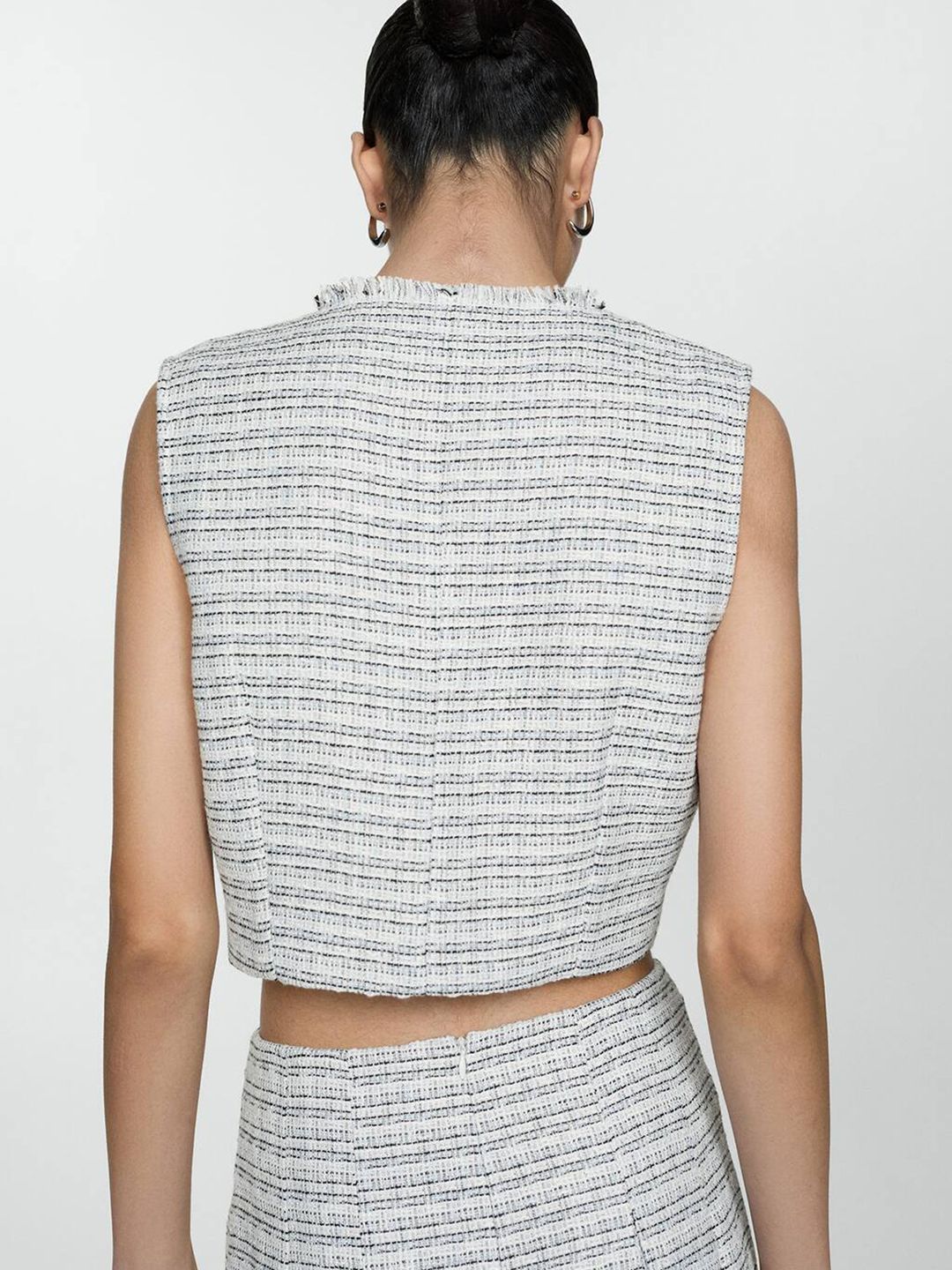 Checked Tweed Crop Top