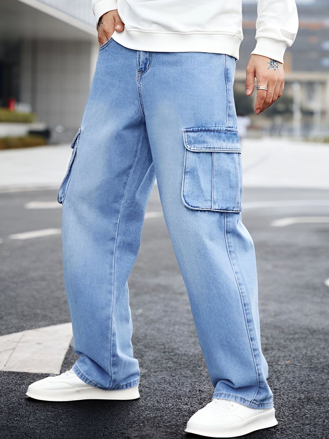 Buy Ben Martin Bm-jj12 Men Jean Wide Leg High-Rise Cotton