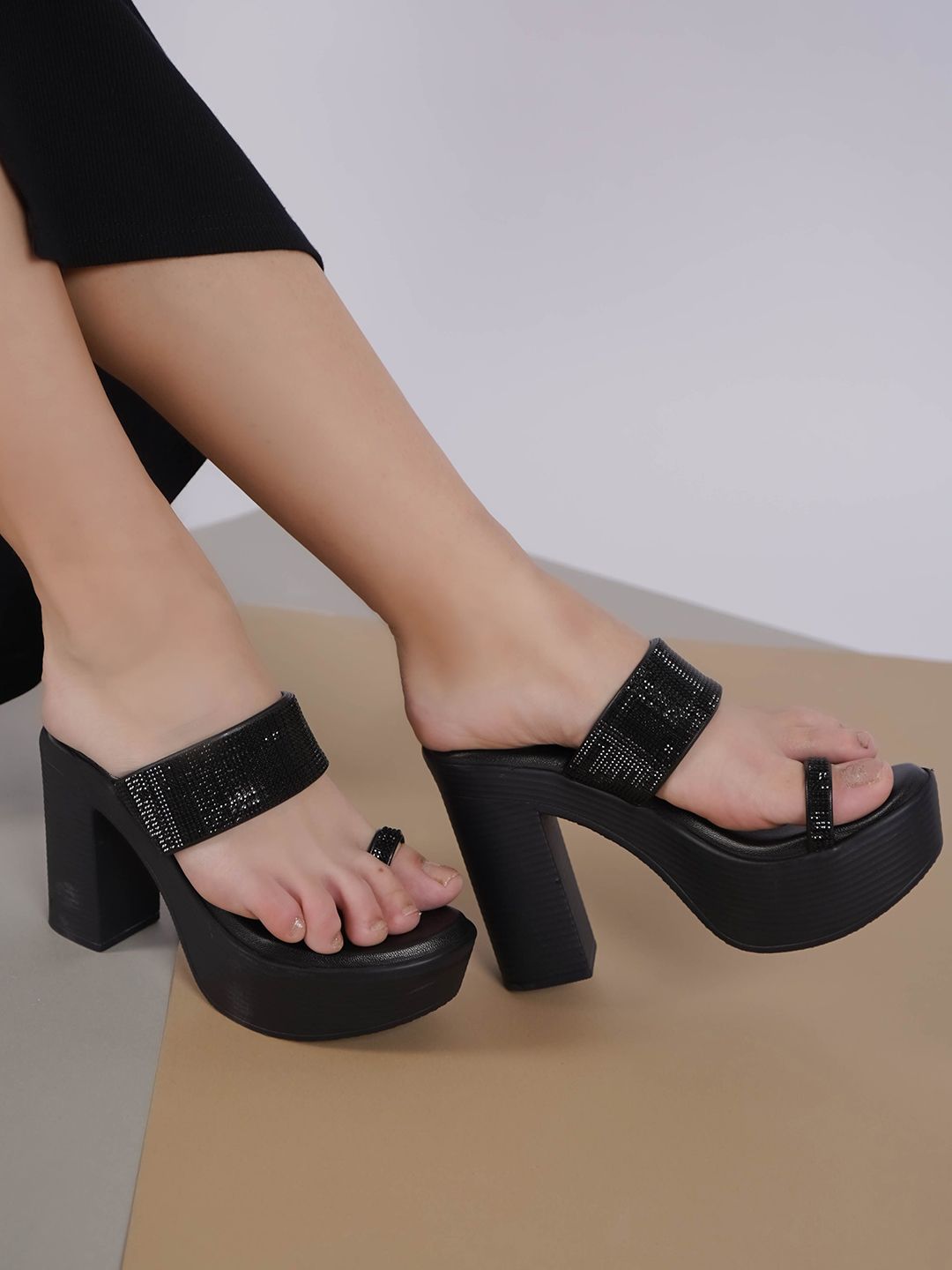 Shezone Embellished Block Heel Sandals