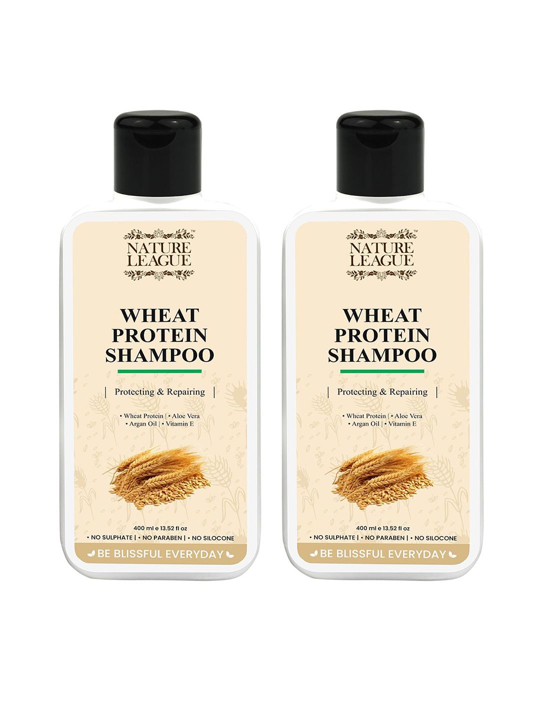 NATURE LEAGUE Set Of 2 Wheat Protein Shampoo - 400 ml Each