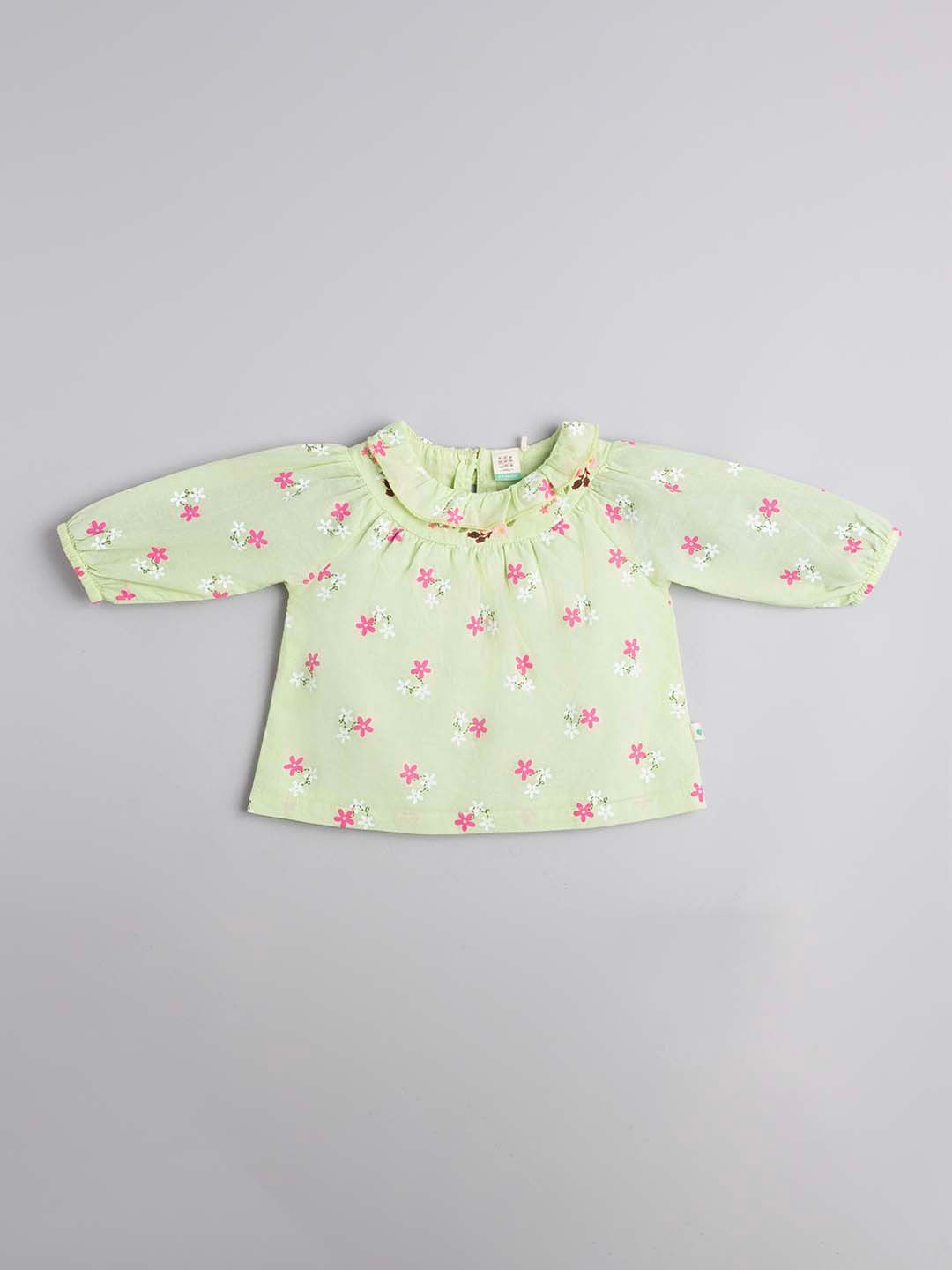 Ed-a-Mamma Baby Girls Floral Printed Round Neck Cotton Top