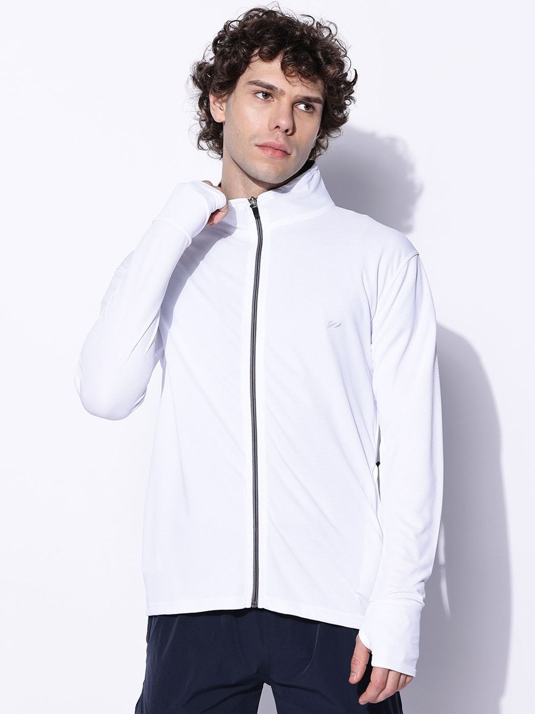 BLUE TYGA Sunscreen Jacket Men Velvet Mock Collar Lightweight Antimicrobial Biker Jacket