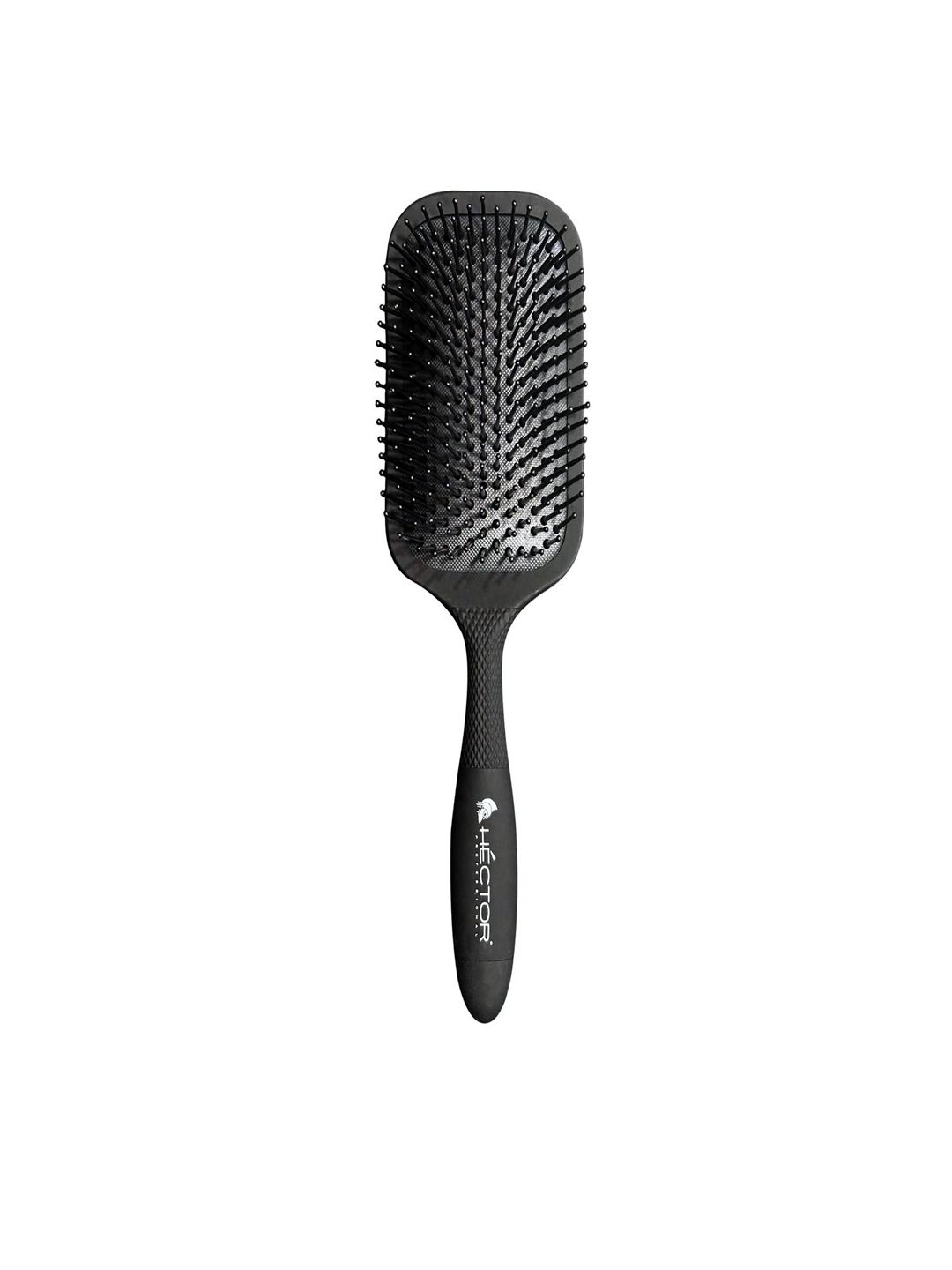 HECTOR Professional Soft Rubber Cushion Heat Proof Paddle Brush - Black