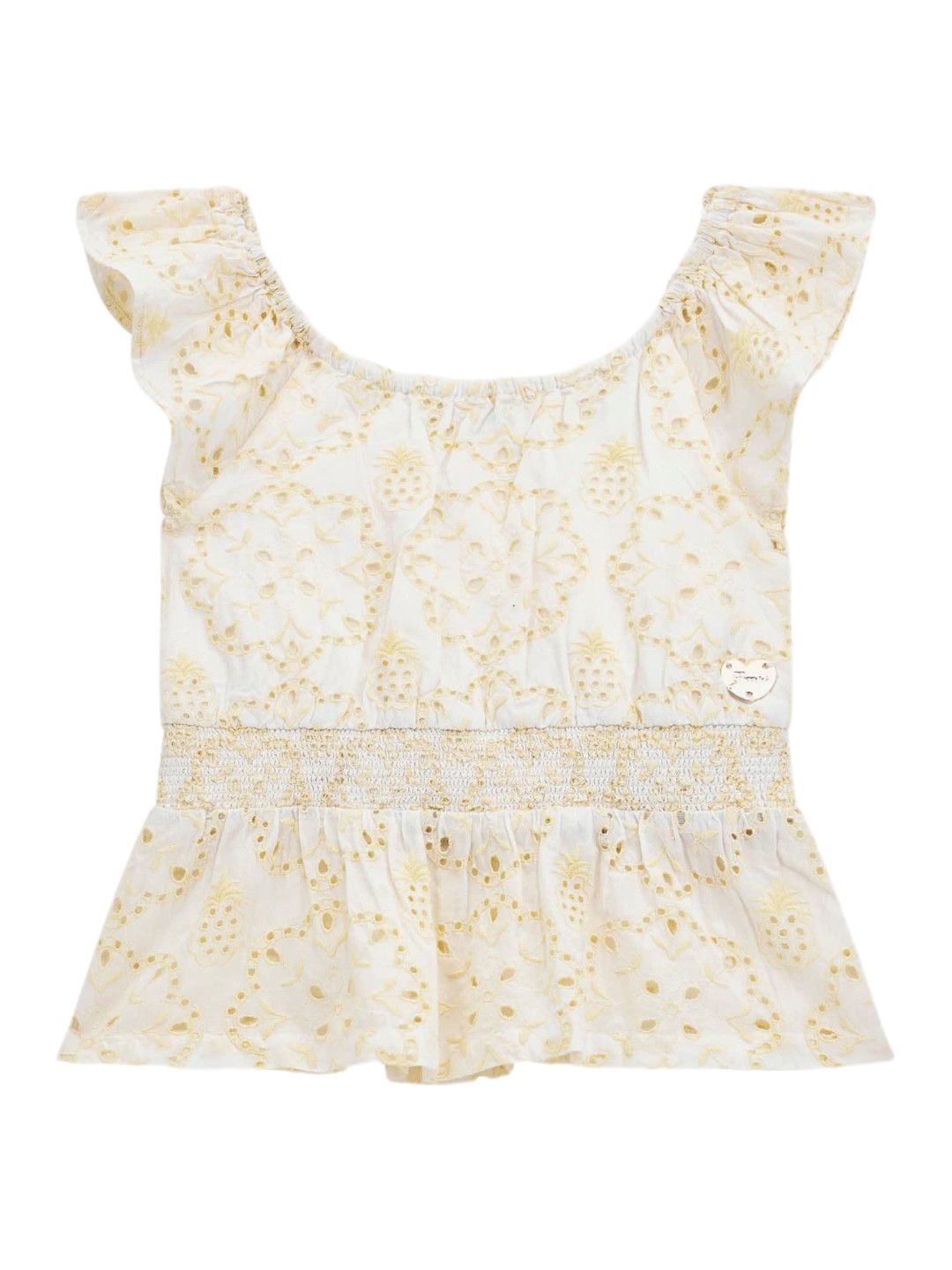 GUESS kids Girls Abstract Printed Round Neck Cotton Top