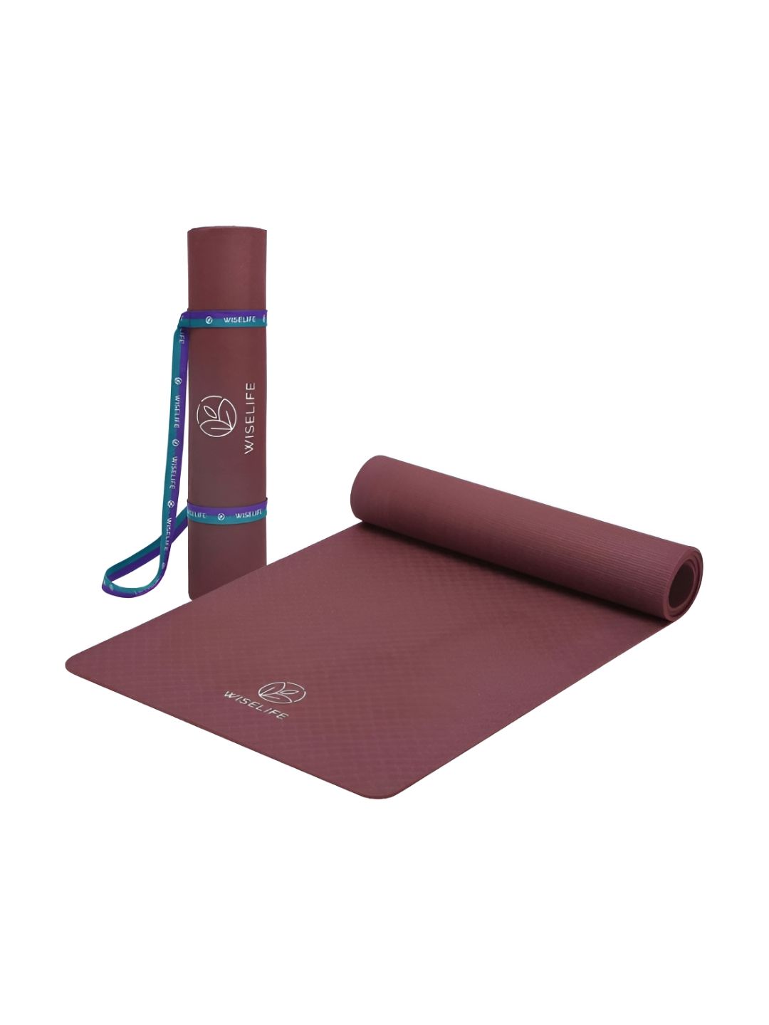 WiseLife WiseLife Maroon Textured Rectangular Anti-Skid Yoga Mat With Strap