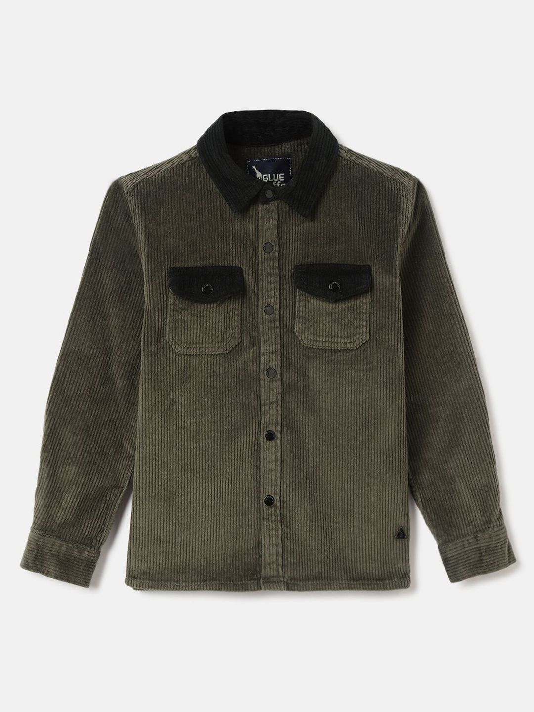 Blue Giraffe Boys Spread Collar Solid Cotton Casual Shirt