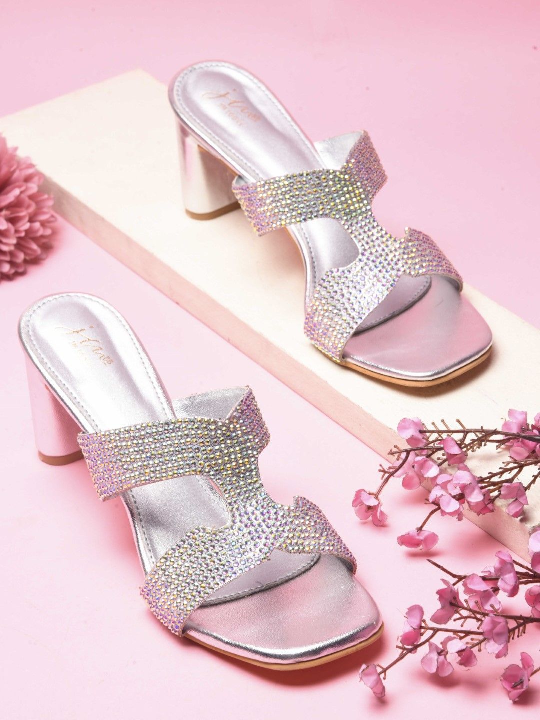 JM Looks Women Embellished Block Sandals