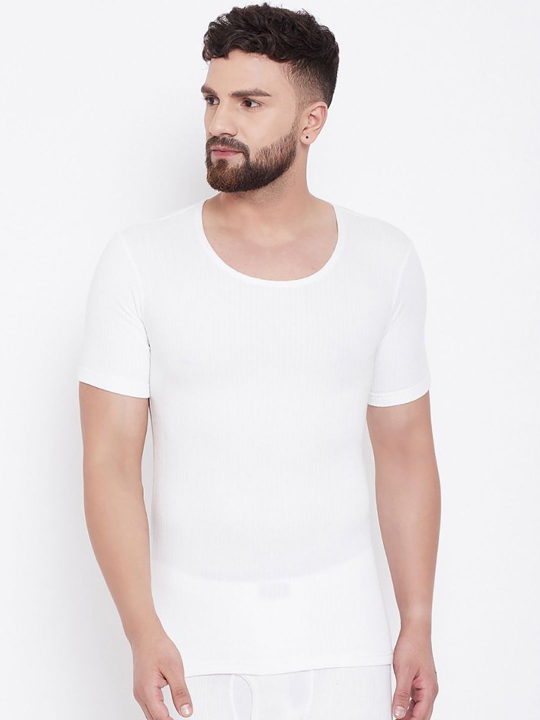 NEVA Men Striped Round Neck Half Sleeves Thermal Tops