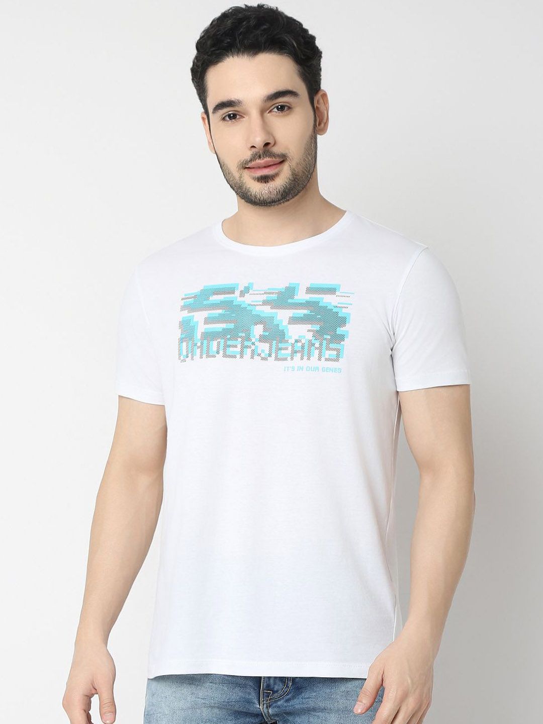 UnderJeans by Spykar Men Printed Cotton Lounge T-Shirt