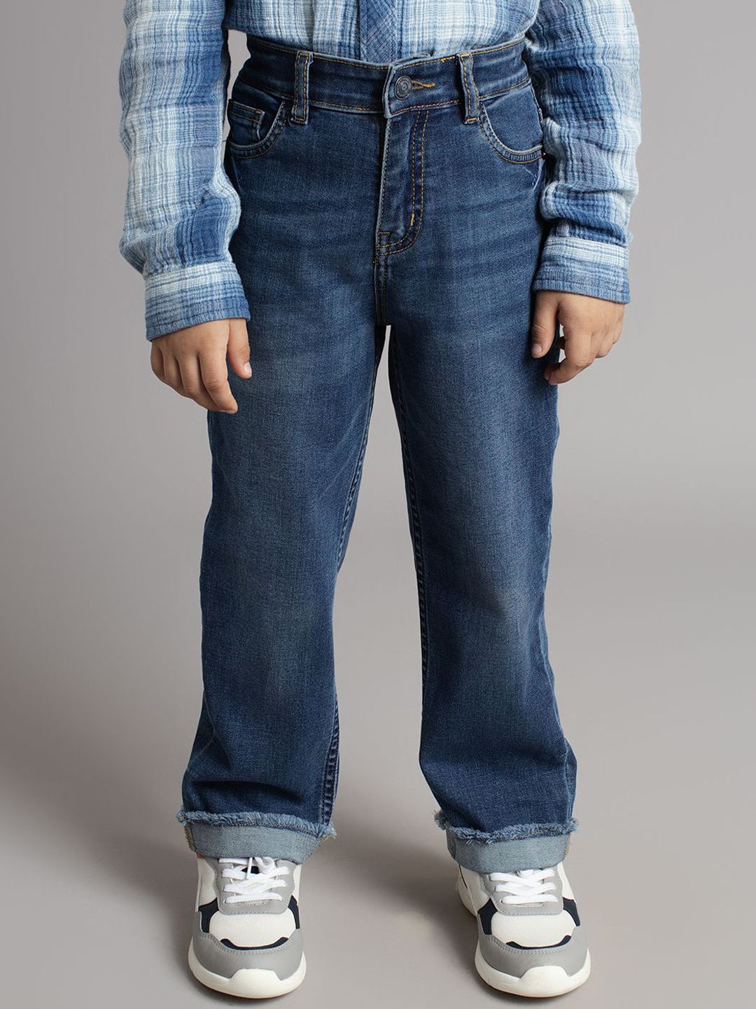 Ed-a-Mamma Boy Regular Fit Mid-Rise Comfort Light Fade Stretchable Jeans