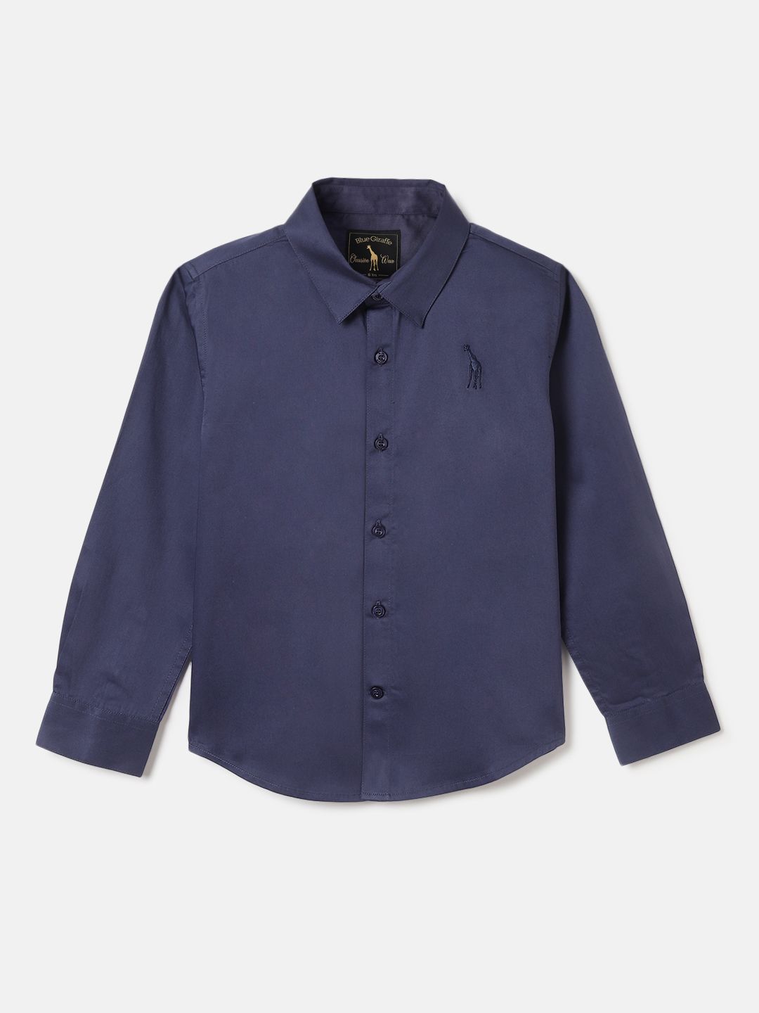 Blue Giraffe Boys Spread Collar Solid Cotton Party Shirt
