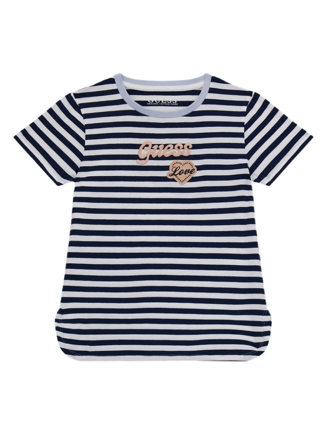 GUESS kids Girls Striped Round Neck Cotton T-shirt