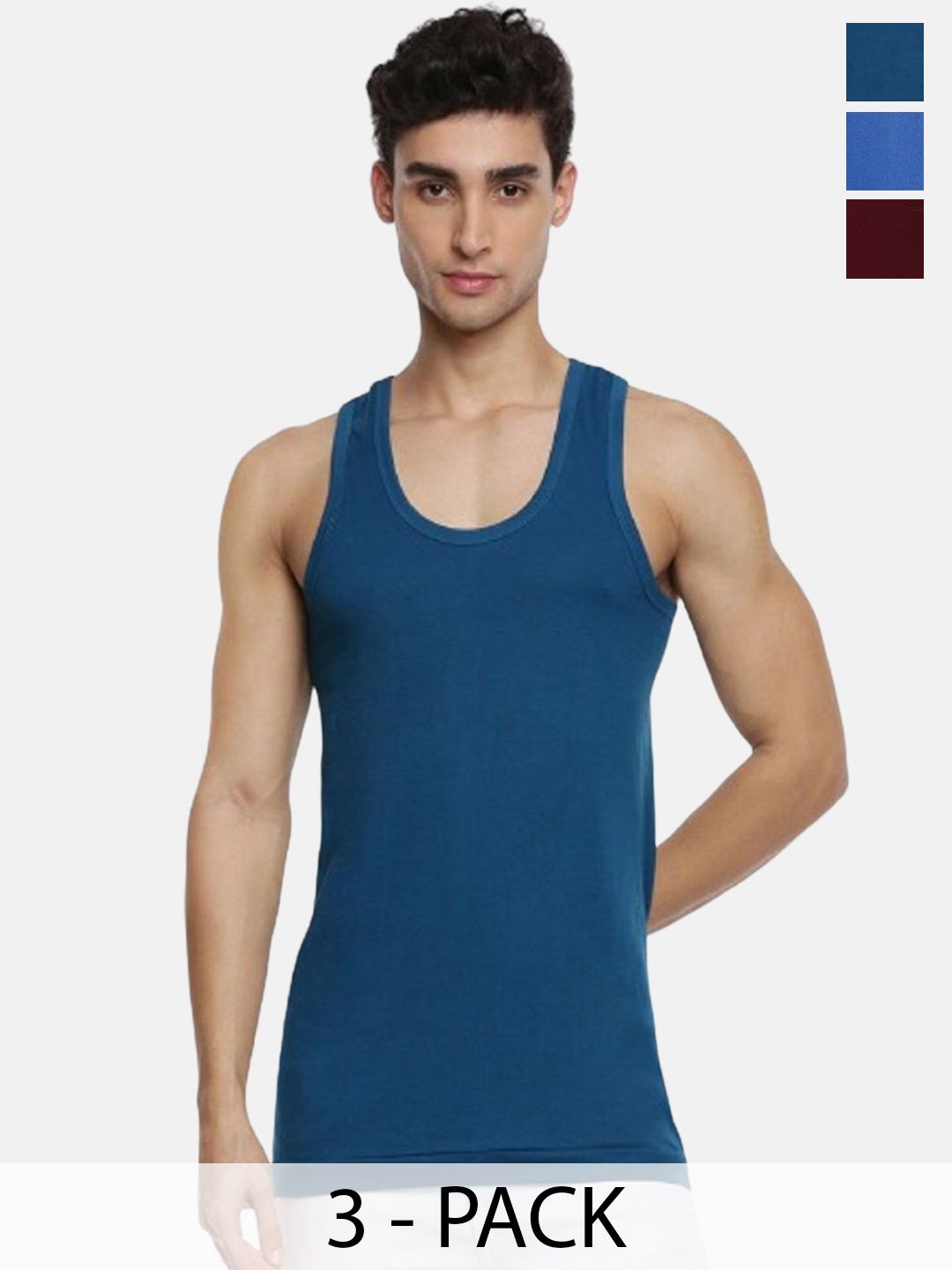 Ramraj Pack of 3 Men Scoop Neck Sleeveless Cotton Innerwear Vest