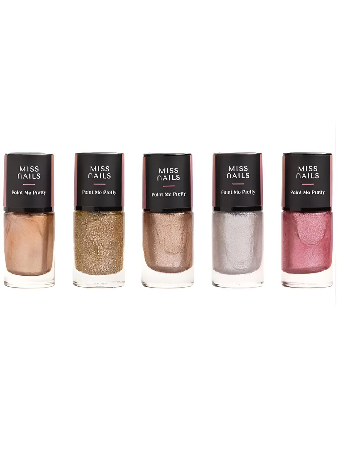 MISS NAILS Set Of 5 Nail Polish- 4 ml Each- Paint Me Pretty