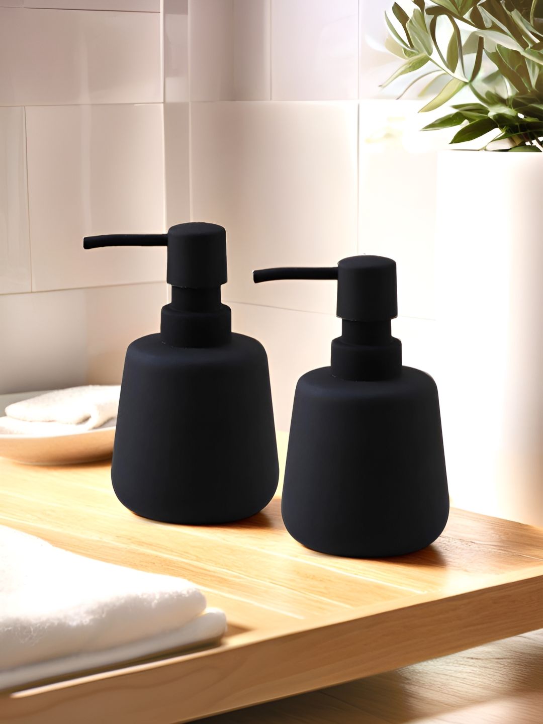 UMAI Black 2 Pieces Ceramic Soap Dispensers 260 ml Each