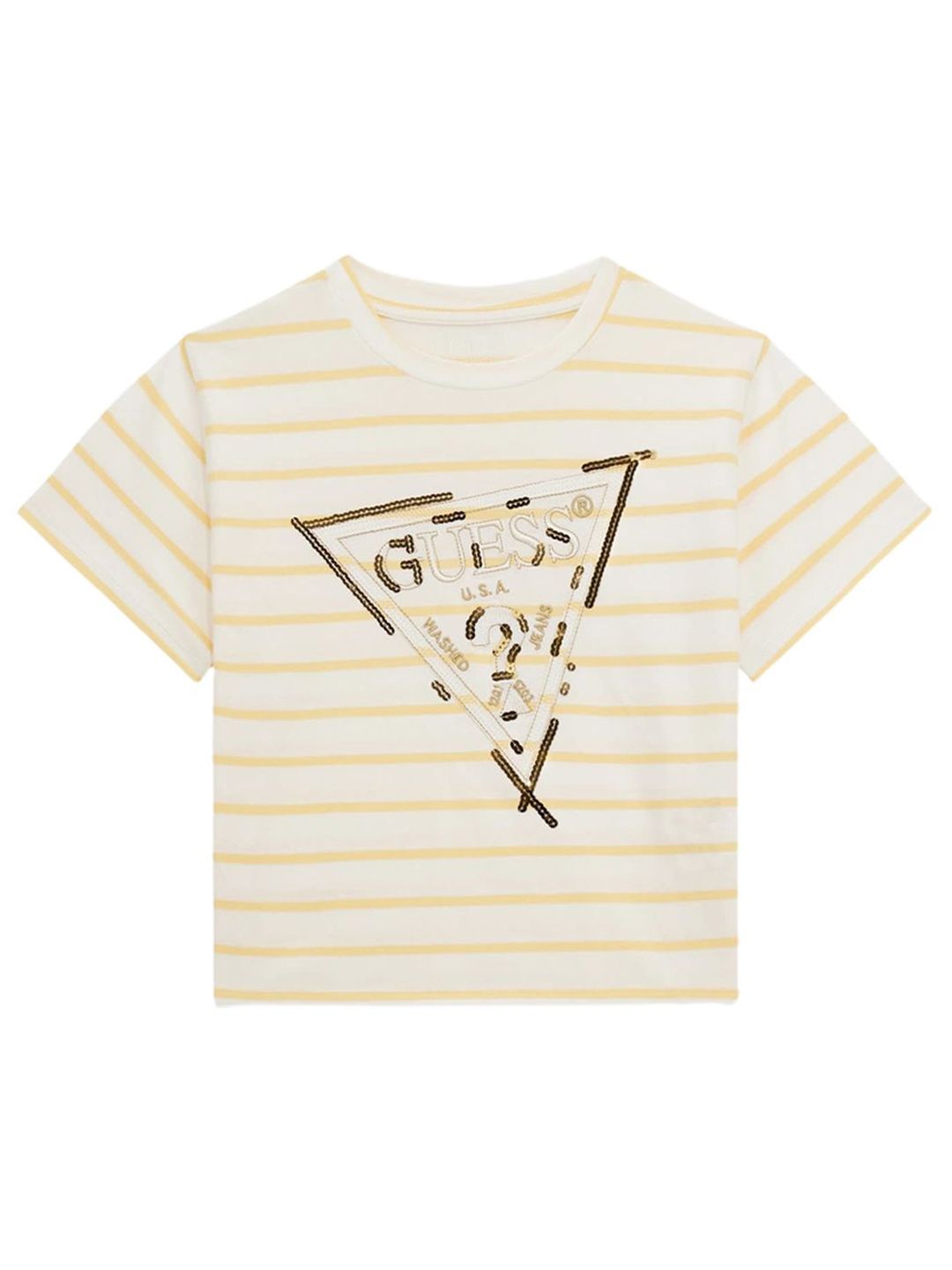 GUESS kids Girls Striped Round Neck Cotton T-shirt