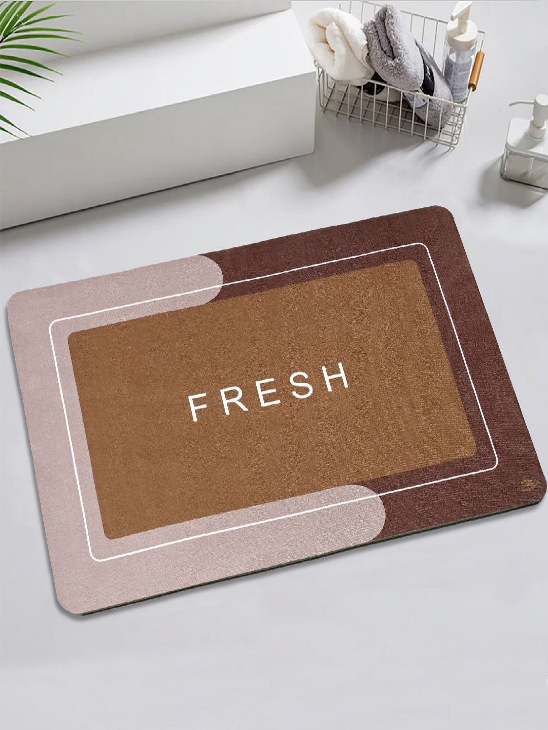 Saral Home Brown Textured Anti Skid Bath Mats