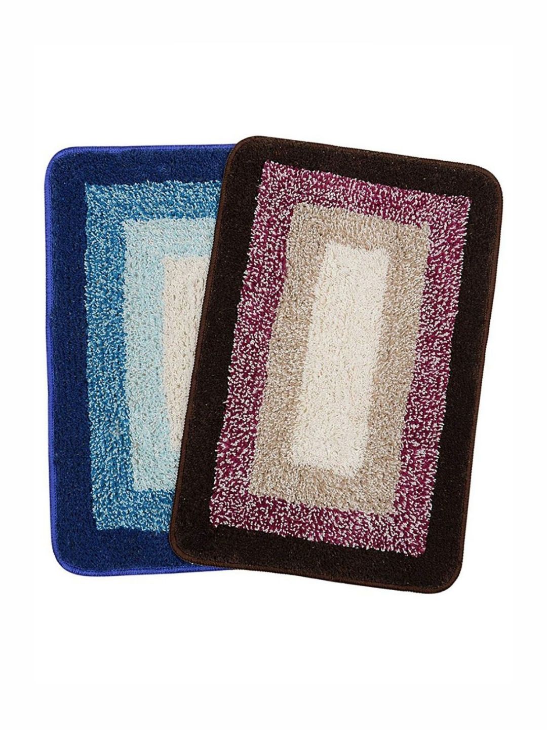 Saral Home Brown & Blue 2 Pieces Printed Rectangular Bath Rugs