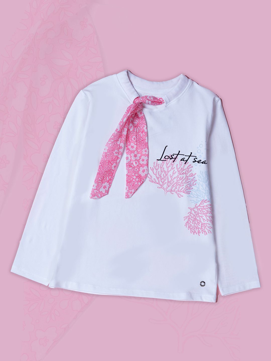 Gini and Jony Girls Graphic Printed Round Neck Cotton Top
