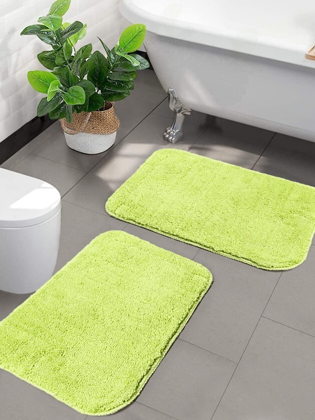 Saral Home Dark Green 2 Pieces 2200 GSM  Anti-Skid Bath Mats