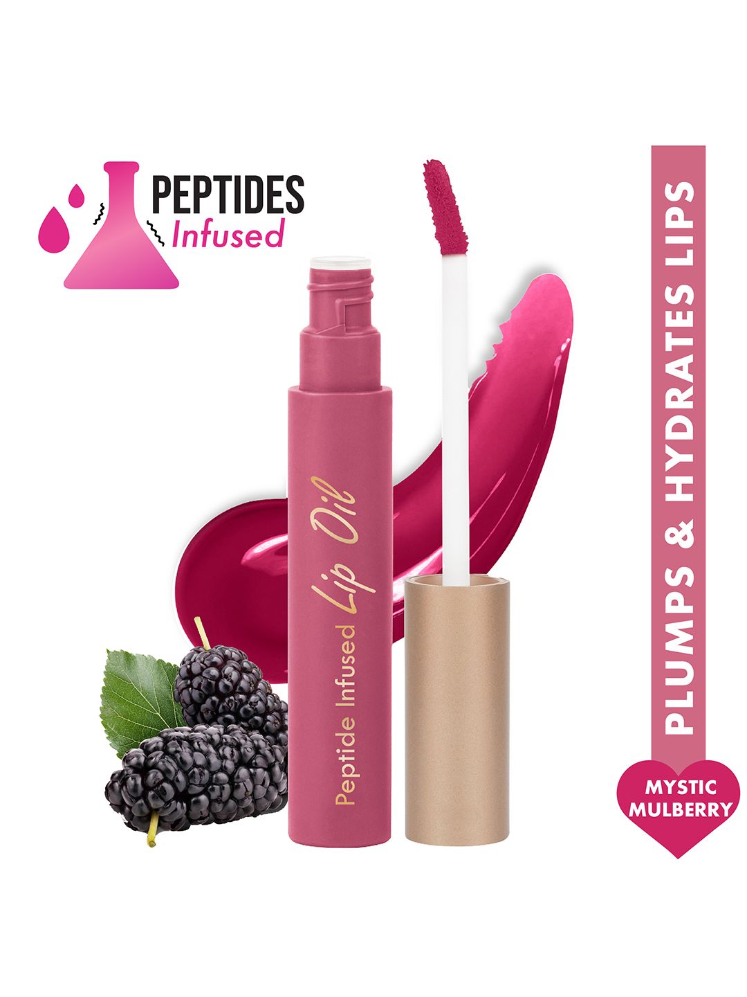 Insight Cosmetics Peptide Infused Non-Sticky Tinted Lip Oil- 4.5gm -Mystic Mulberry