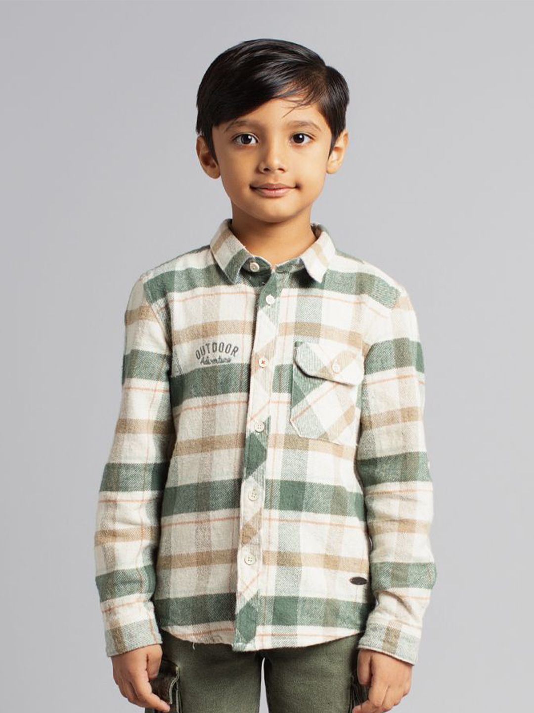 Ed-a-Mamma Boys Premium Cutaway Collar Gingham Checked Cotton Casual Shirt